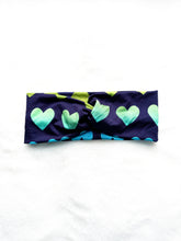 Load image into Gallery viewer, Hearts on Navy Bamboo Headband