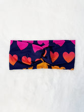 Load image into Gallery viewer, Hearts on Navy Bamboo Headband