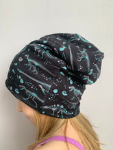 Load image into Gallery viewer, Dino Bones on Black Slouchy Beanie

