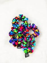 Load image into Gallery viewer, Dark Rainbow Hearts Scrunchie
