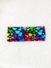Load image into Gallery viewer, Dark Rainbow Hearts Bamboo Twist Headband