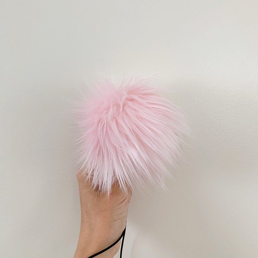 FAUX FUR POM - Sweet Pea Pink Luxury Faux Fur Pom pom