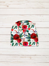 Load image into Gallery viewer, White Winter Floral Slouch Beanie