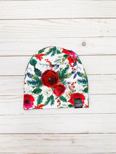 Load image into Gallery viewer, White Winter Floral Slouch Beanie