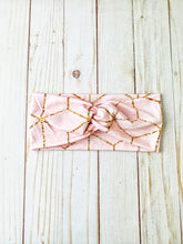 Load image into Gallery viewer, Pink Gold Geo Bamboo Twist Headband
