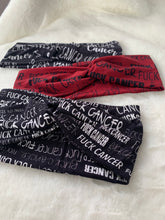 Load image into Gallery viewer, Black Cancer Sucks Bamboo Twist Headband