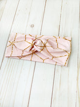 Load image into Gallery viewer, Pink Gold Geo Bamboo Twist Headband