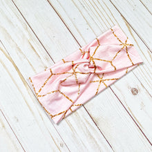Load image into Gallery viewer, Pink Gold Geo Bamboo Twist Headband