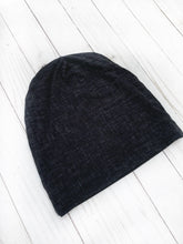 Load image into Gallery viewer, Black Linen Slouch Beanie