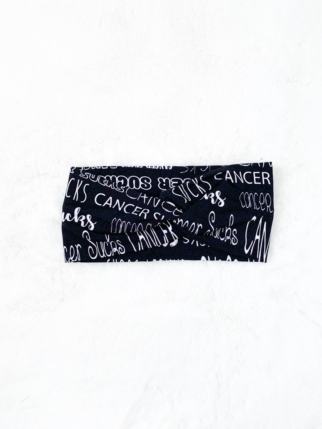Black Cancer Sucks Bamboo Twist Headband