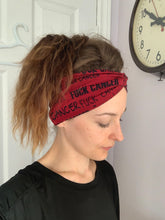 Load image into Gallery viewer, Black F Cancer Bamboo Twist Headband
