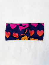 Load image into Gallery viewer, Hearts on Navy Bamboo Headband
