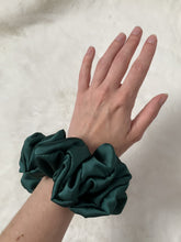 Load and play video in Gallery viewer, Pine Green Satin Scrunchie
