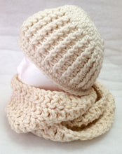 Load image into Gallery viewer, Cream Chunky Crochet Infinity Scarf
