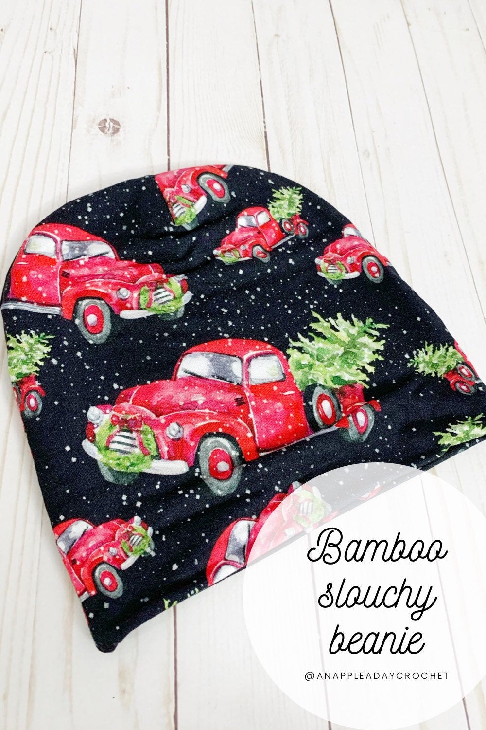 Red Christmas Truck Kids Slouchy Beanie