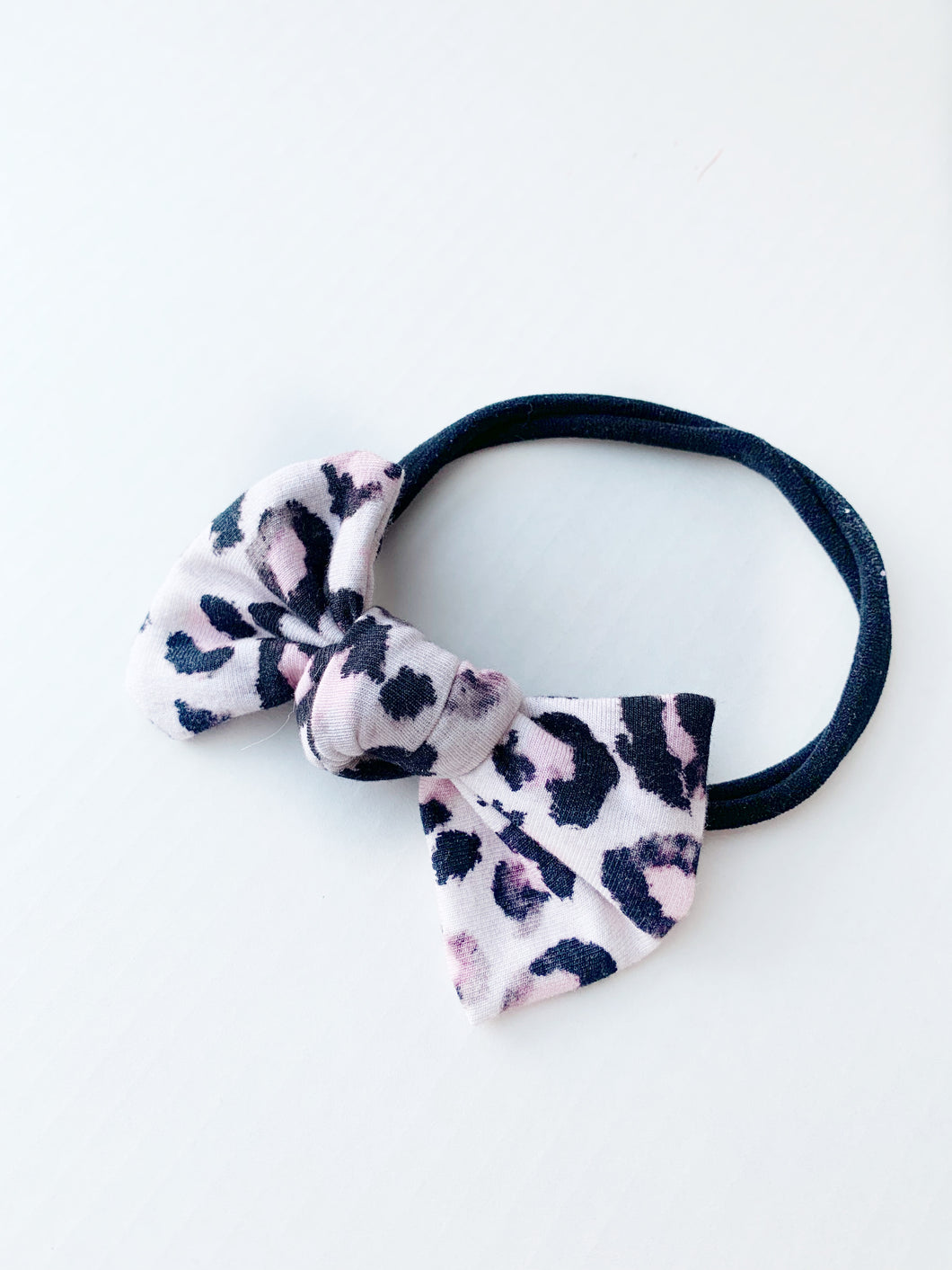 Small Bow Baby Headband - Pink Leopard