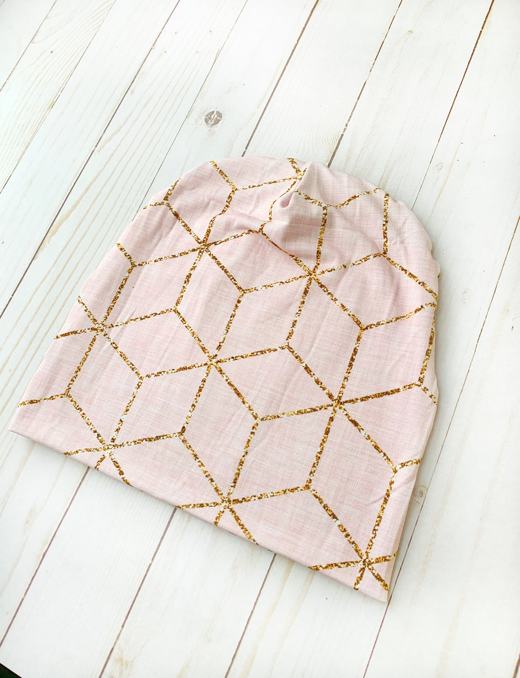 PREORDER Pink Gold Geo Slouch Beanie